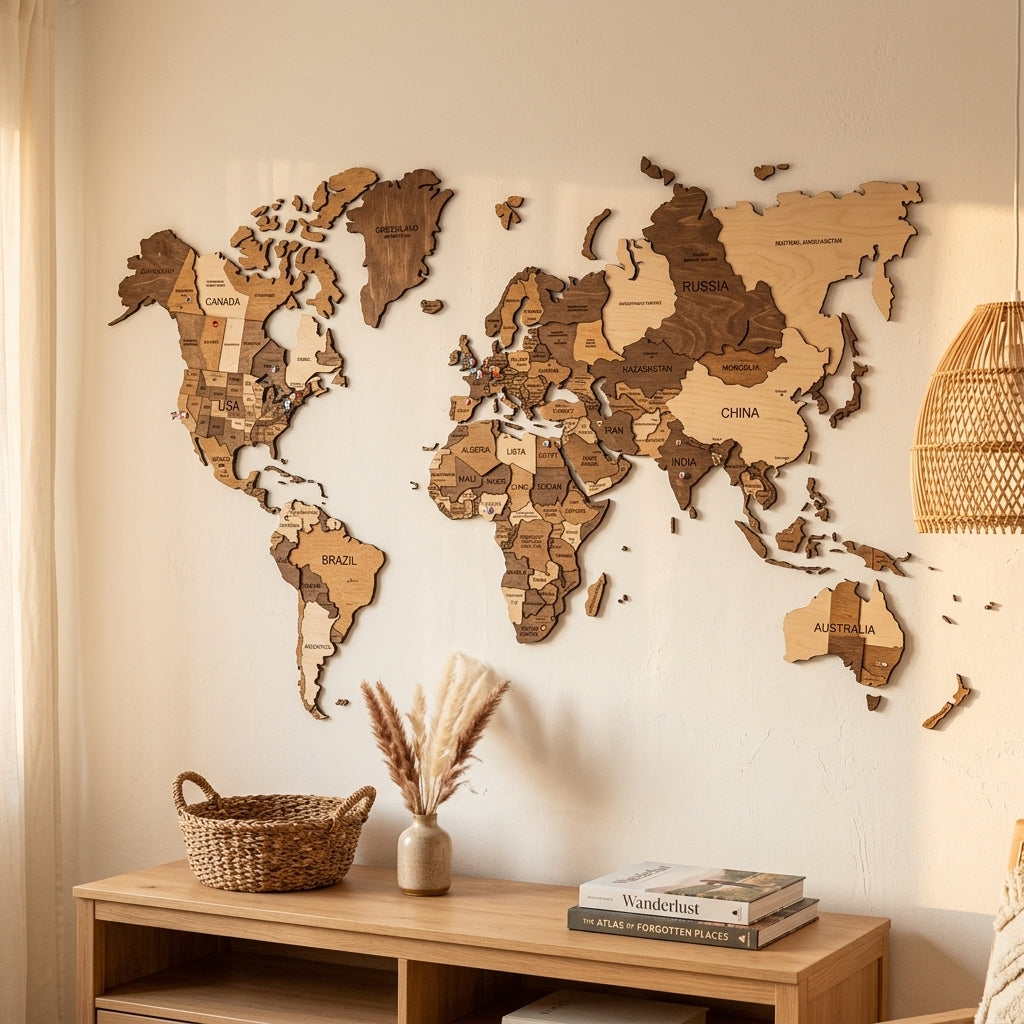 WanderMap – 3D Wooden World Travel Map