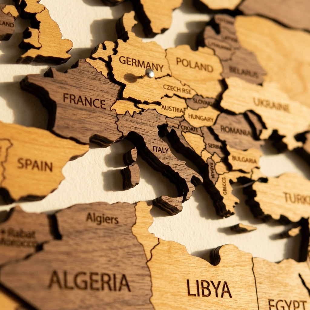 WanderMap – 3D Wooden World Travel Map