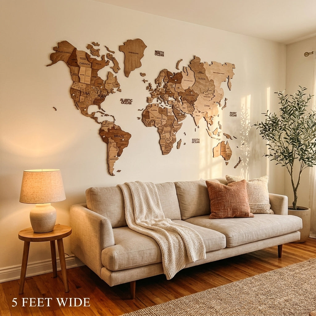 WanderMap – 3D Wooden World Travel Map