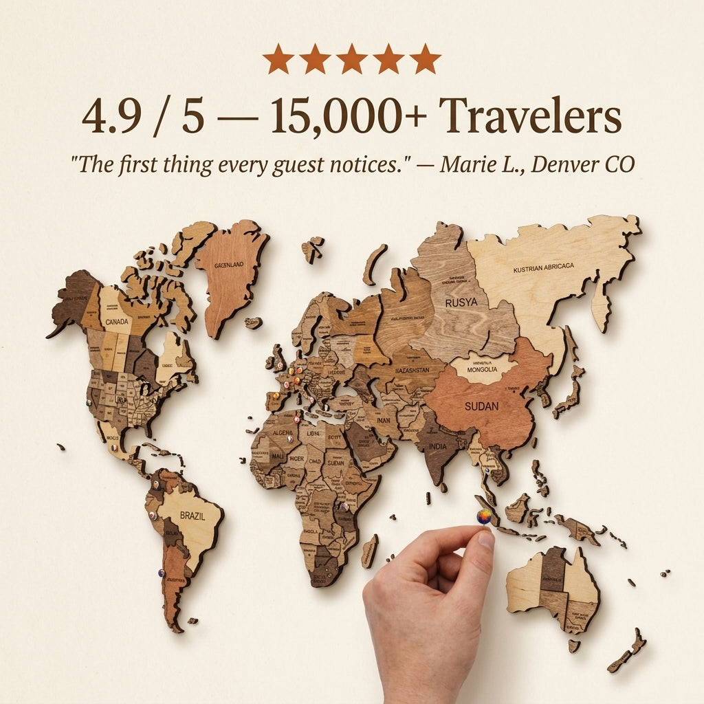 WanderMap – 3D Wooden World Travel Map