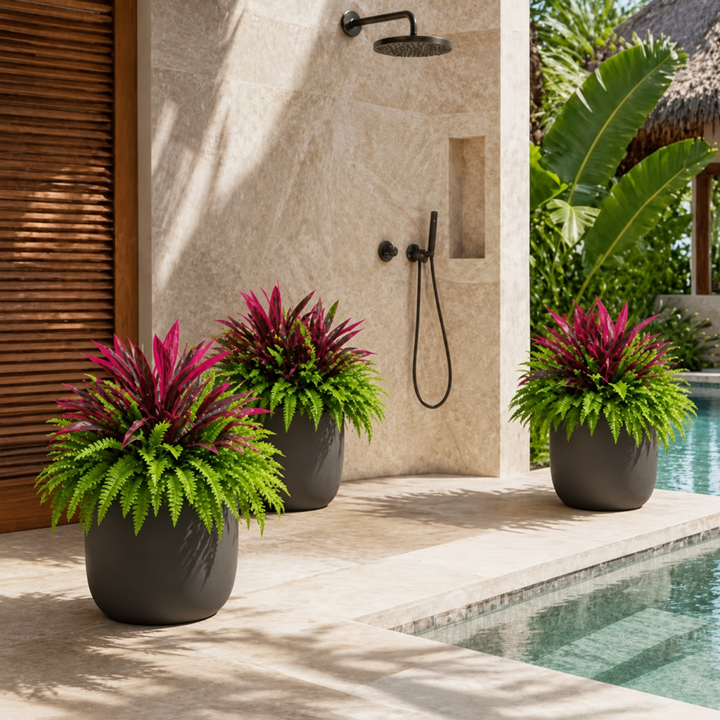 BloomNest – Lifelike Fern & Vibrant Dracaena Decor