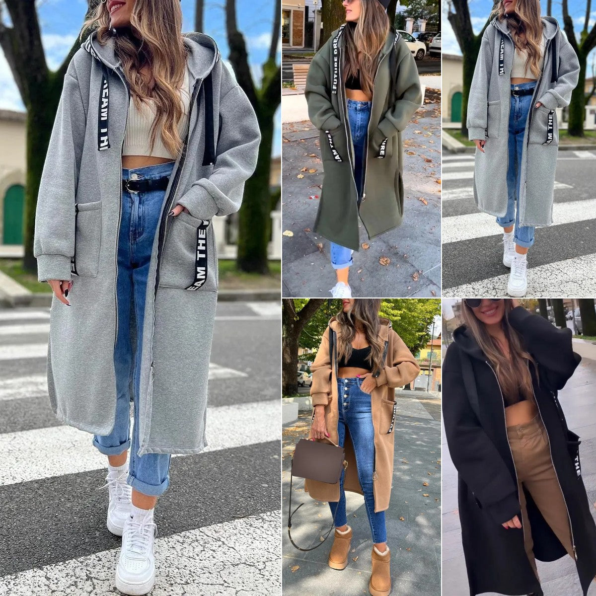 Velmora – Women’s Oversized Hooded Sweatshirt Coat