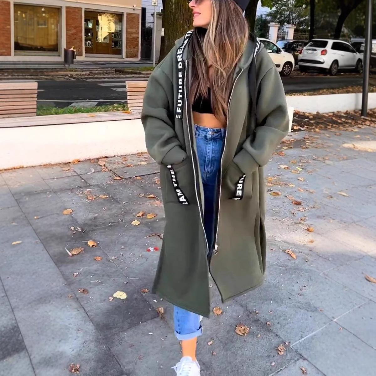 Velmora – Women’s Oversized Hooded Sweatshirt Coat