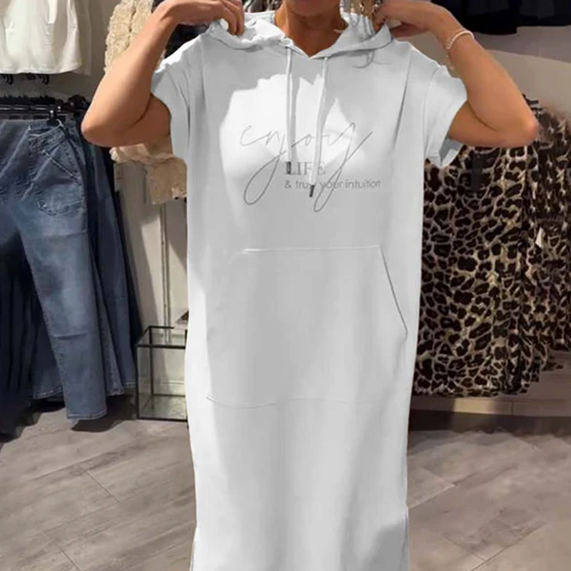 LuxeEase – Women’s Drawstring Hooded Long Dress