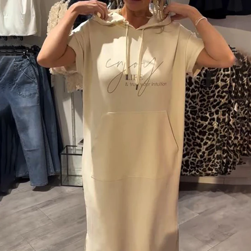 LuxeEase – Women’s Drawstring Hooded Long Dress