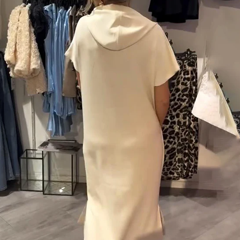 LuxeEase – Women’s Drawstring Hooded Long Dress