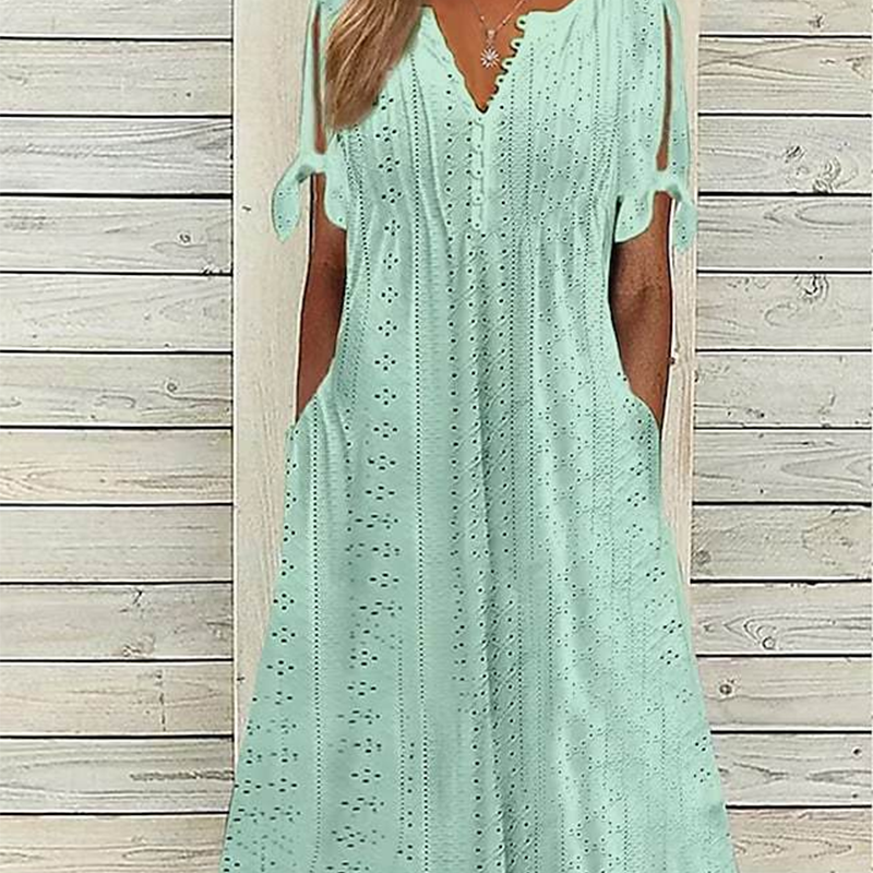 Arabella – Women's V-Neck Elegant Solid Dress
