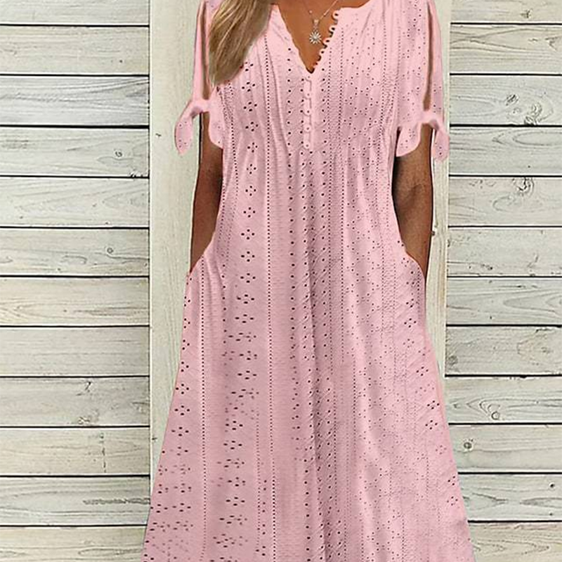Arabella – Women's V-Neck Elegant Solid Dress