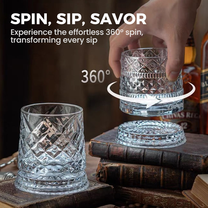 WhiskeyWhirl – 360° Rotating Drinking Glass