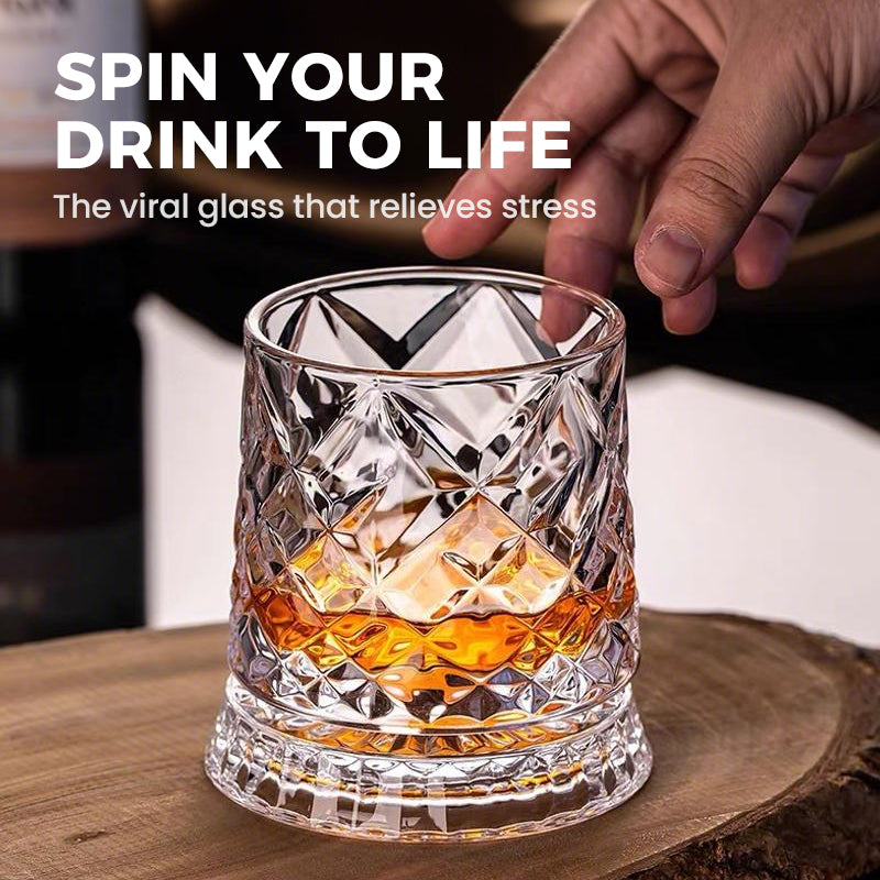 WhiskeyWhirl – 360° Rotating Drinking Glass