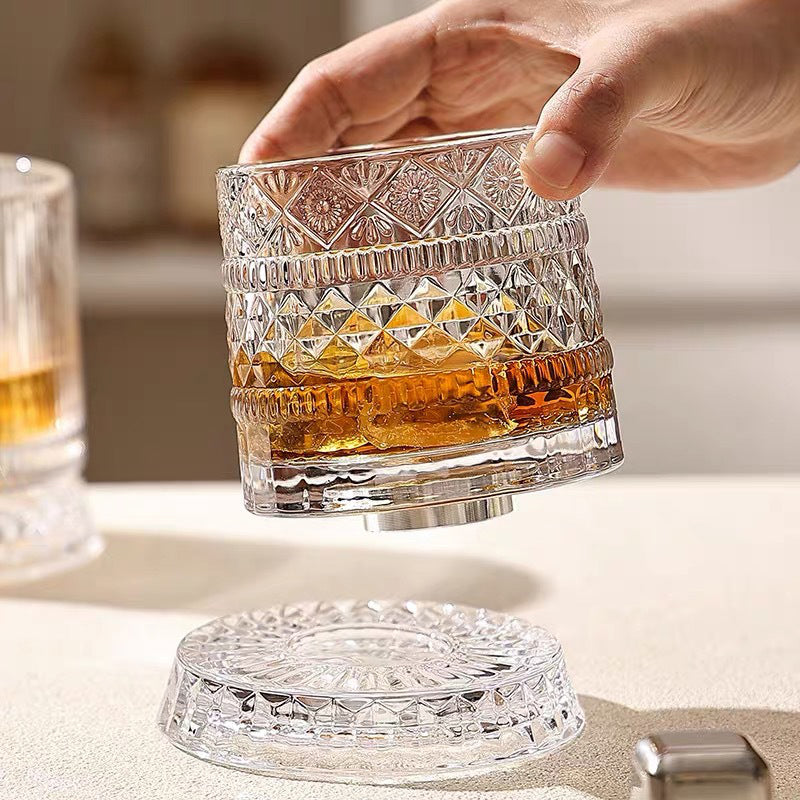 WhiskeyWhirl – 360° Rotating Drinking Glass