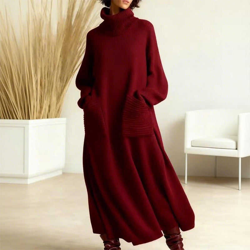 Evelina – Women's Ankle-Length Winter Knit Dress