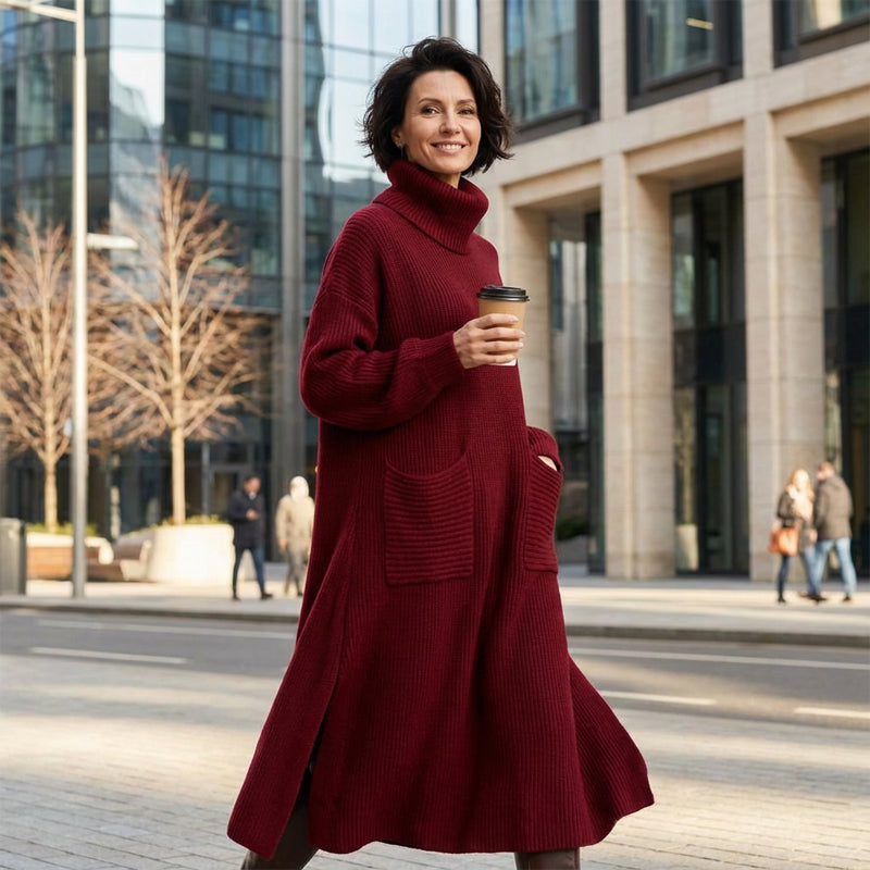 Evelina – Women's Ankle-Length Winter Knit Dress