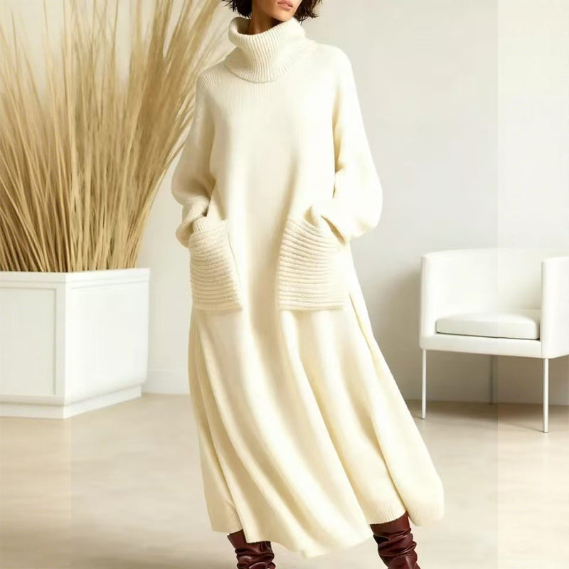 Evelina – Women's Ankle-Length Winter Knit Dress