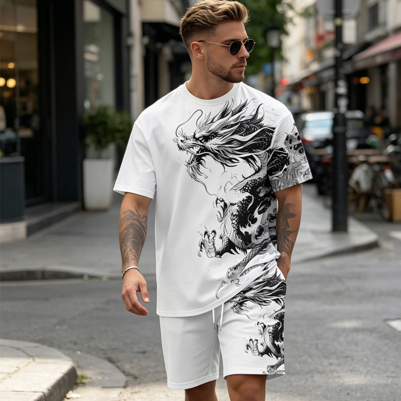 VibeCore – Men’s Graphic Print T-Shirt & Shorts Set