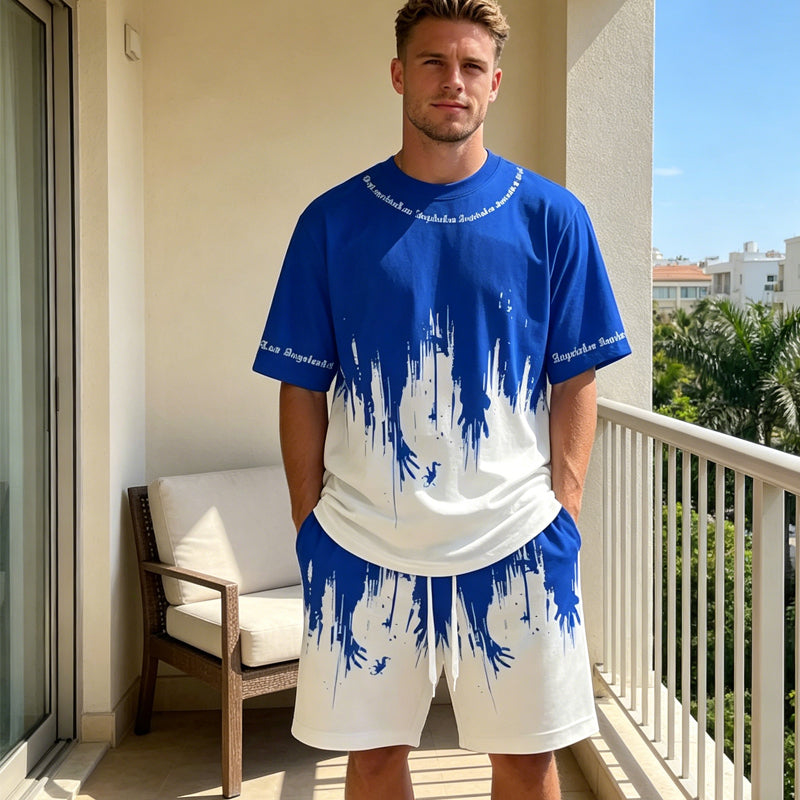 VibeCore – Men’s Graphic Print T-Shirt & Shorts Set