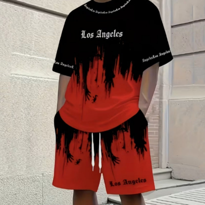 VibeCore – Men’s Graphic Print T-Shirt & Shorts Set