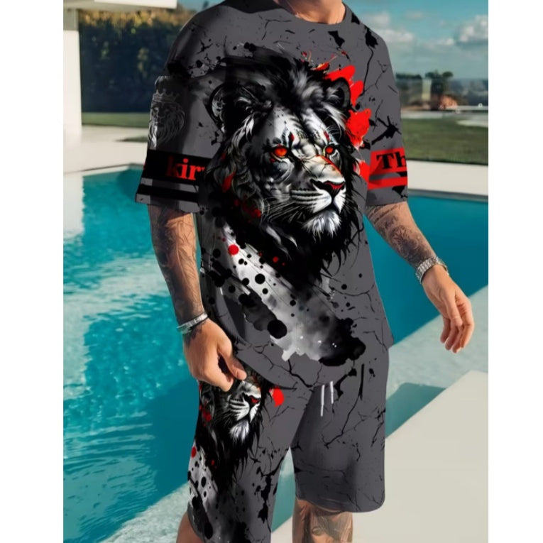 VibeCore – Men’s Graphic Print T-Shirt & Shorts Set