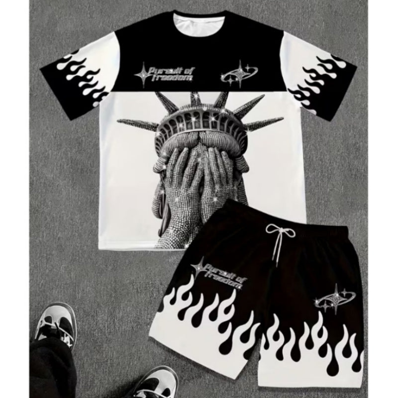 VibeCore – Men’s Graphic Print T-Shirt & Shorts Set