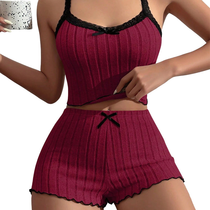 BlushNest – Women's Cozy Lace Pajama Set