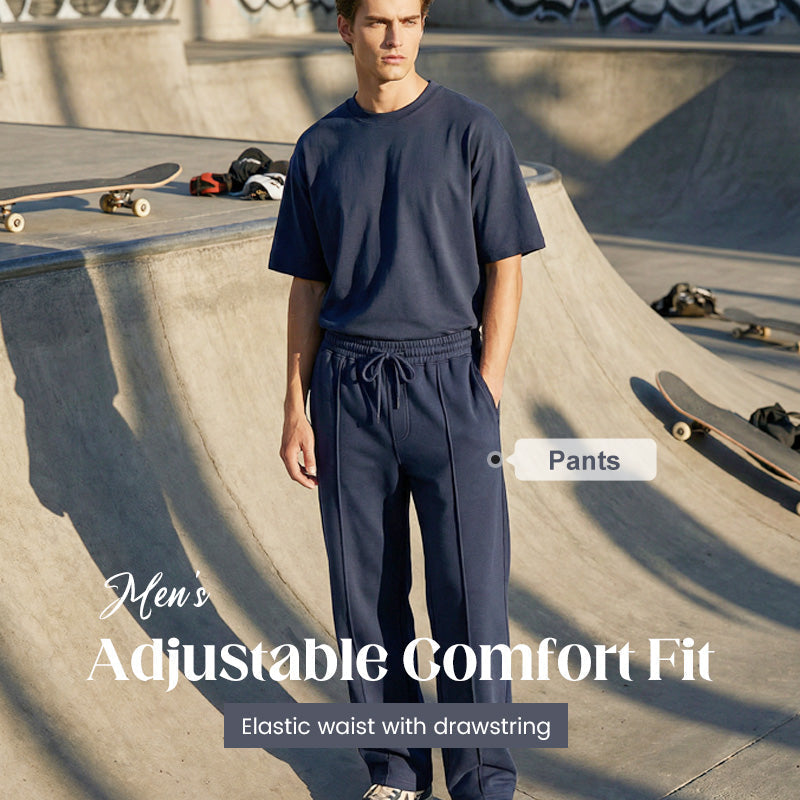 UrbanEase – Men’s Elastic Waist Straight-Leg Pants