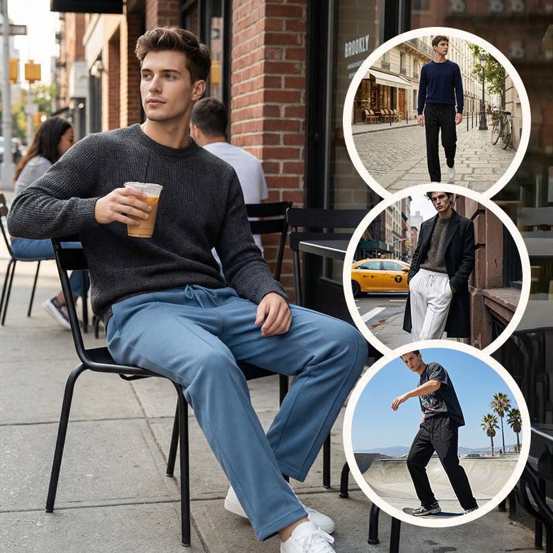 UrbanEase – Men’s Elastic Waist Straight-Leg Pants
