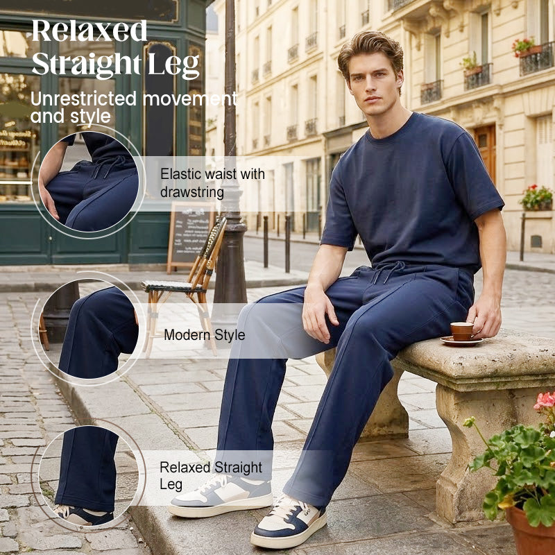 UrbanEase – Men’s Elastic Waist Straight-Leg Pants