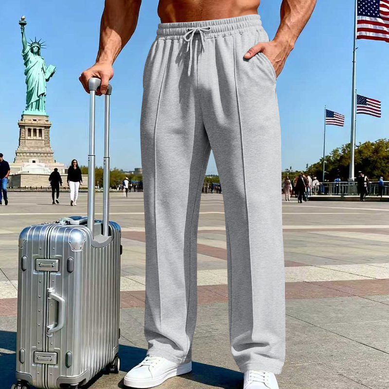 UrbanEase – Men’s Elastic Waist Straight-Leg Pants