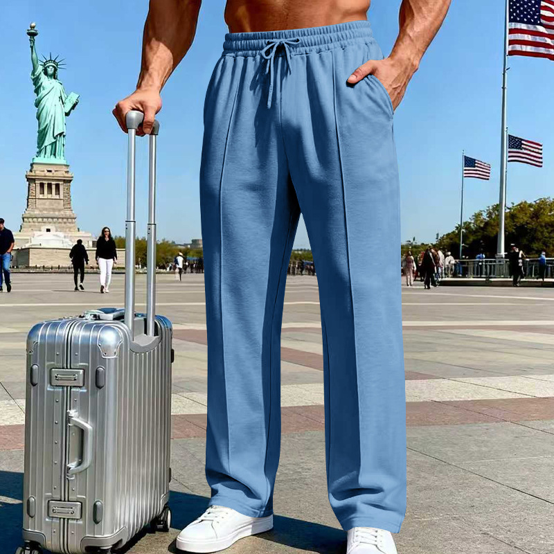 UrbanEase – Men’s Elastic Waist Straight-Leg Pants