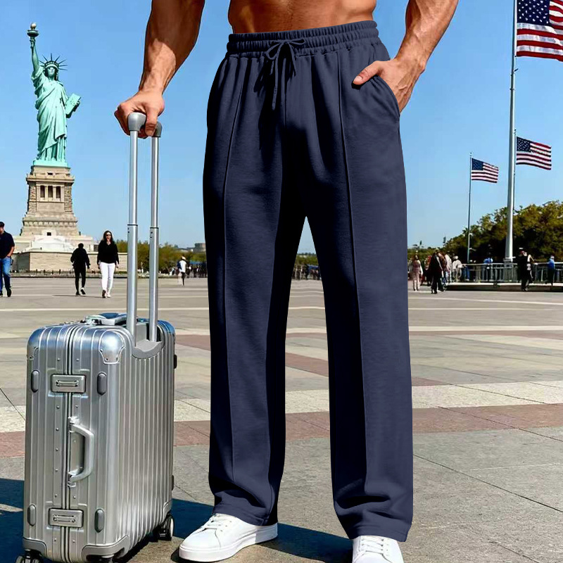 UrbanEase – Men’s Elastic Waist Straight-Leg Pants