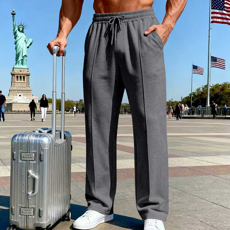 UrbanEase – Men’s Elastic Waist Straight-Leg Pants