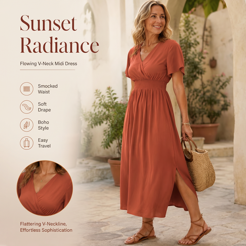 Alessia – Women's V-Neck Summer Maxi Dress