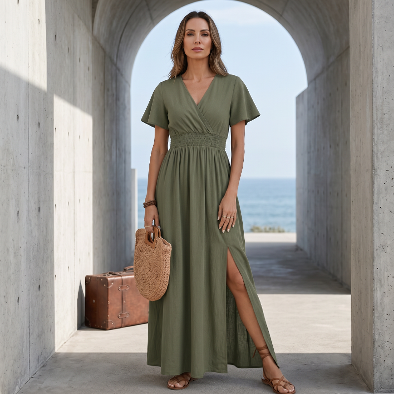 Alessia – Women's V-Neck Summer Maxi Dress