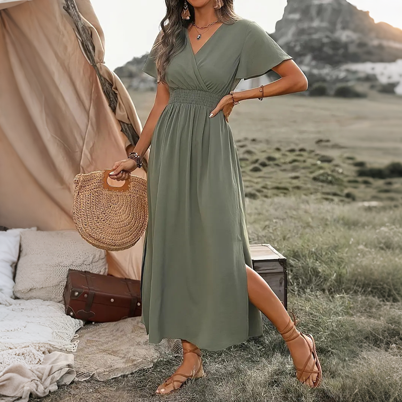Alessia – Women's V-Neck Summer Maxi Dress