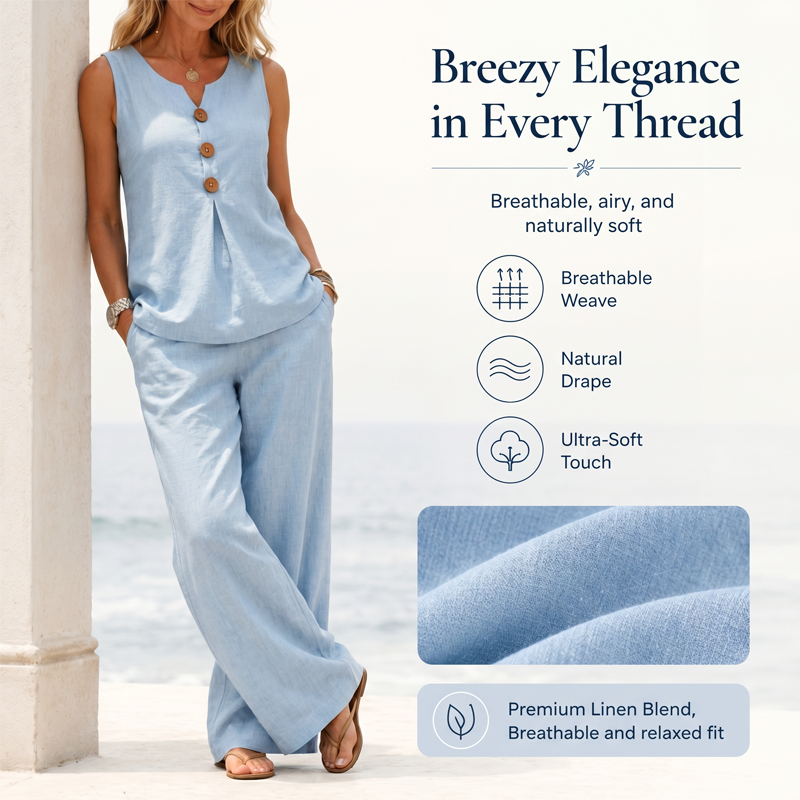 Marlowe – Women’s Button Top & Wide Leg Pants Co-Ord Set