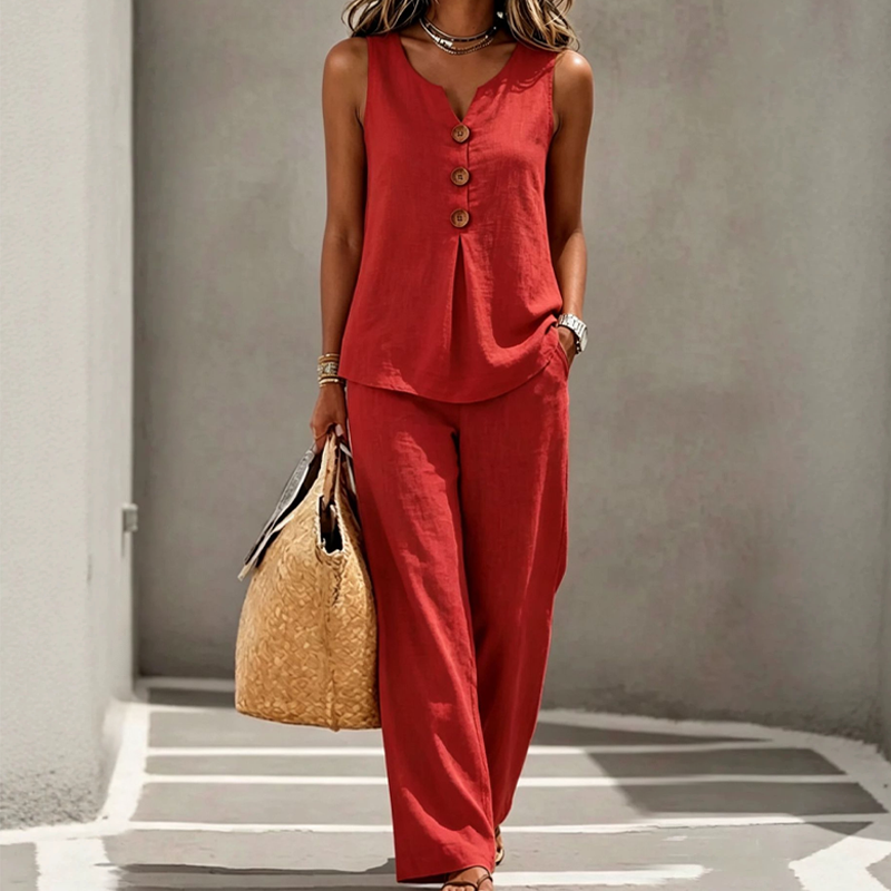 Marlowe – Women’s Button Top & Wide Leg Pants Co-Ord Set