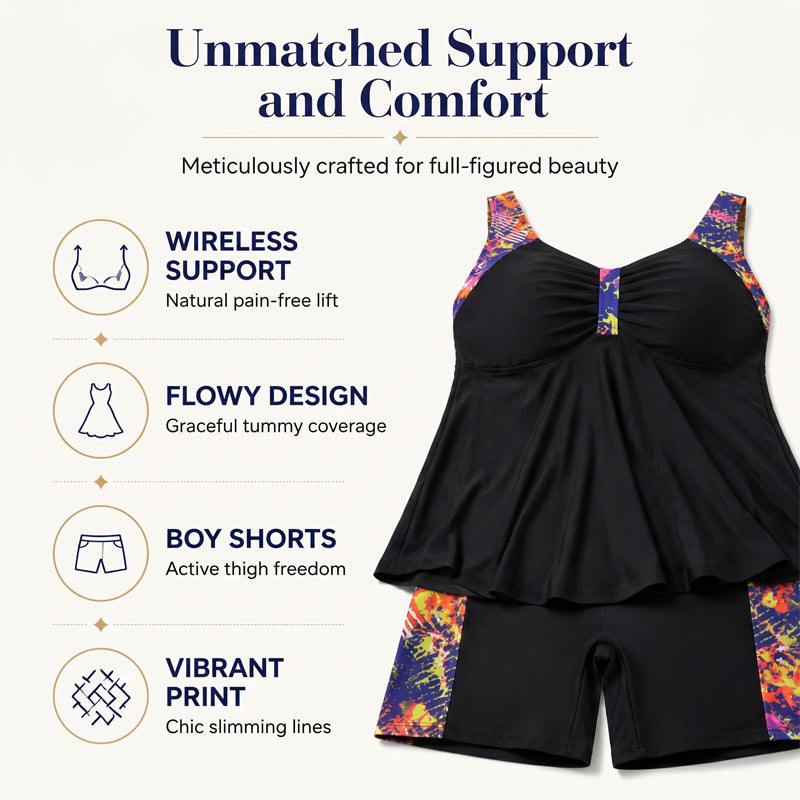 VeloraChic – Flowy Empire Tankini Set