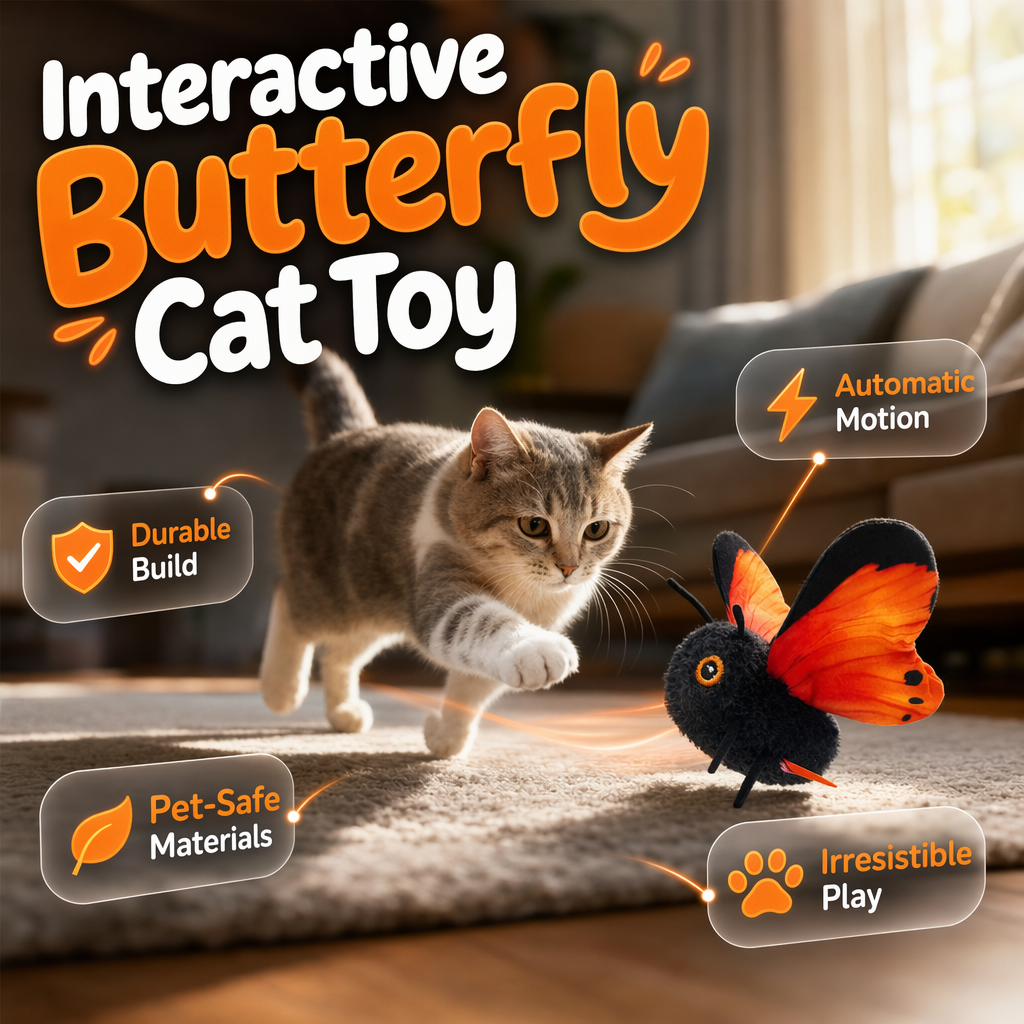 FlutterPaws – Interactive Butterfly Cat Toy