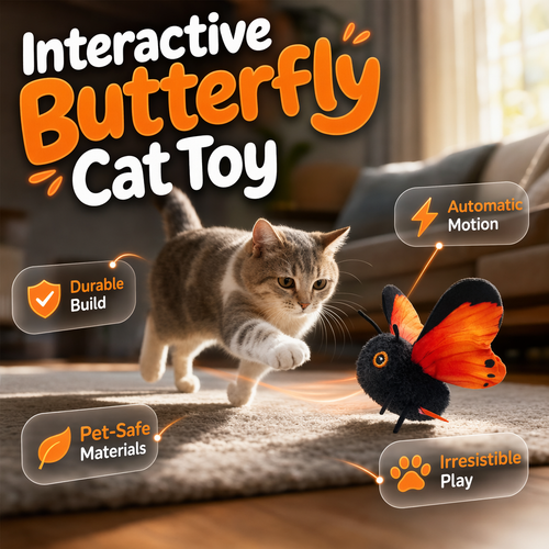 FlutterPaws – Interactive Butterfly Cat Toy