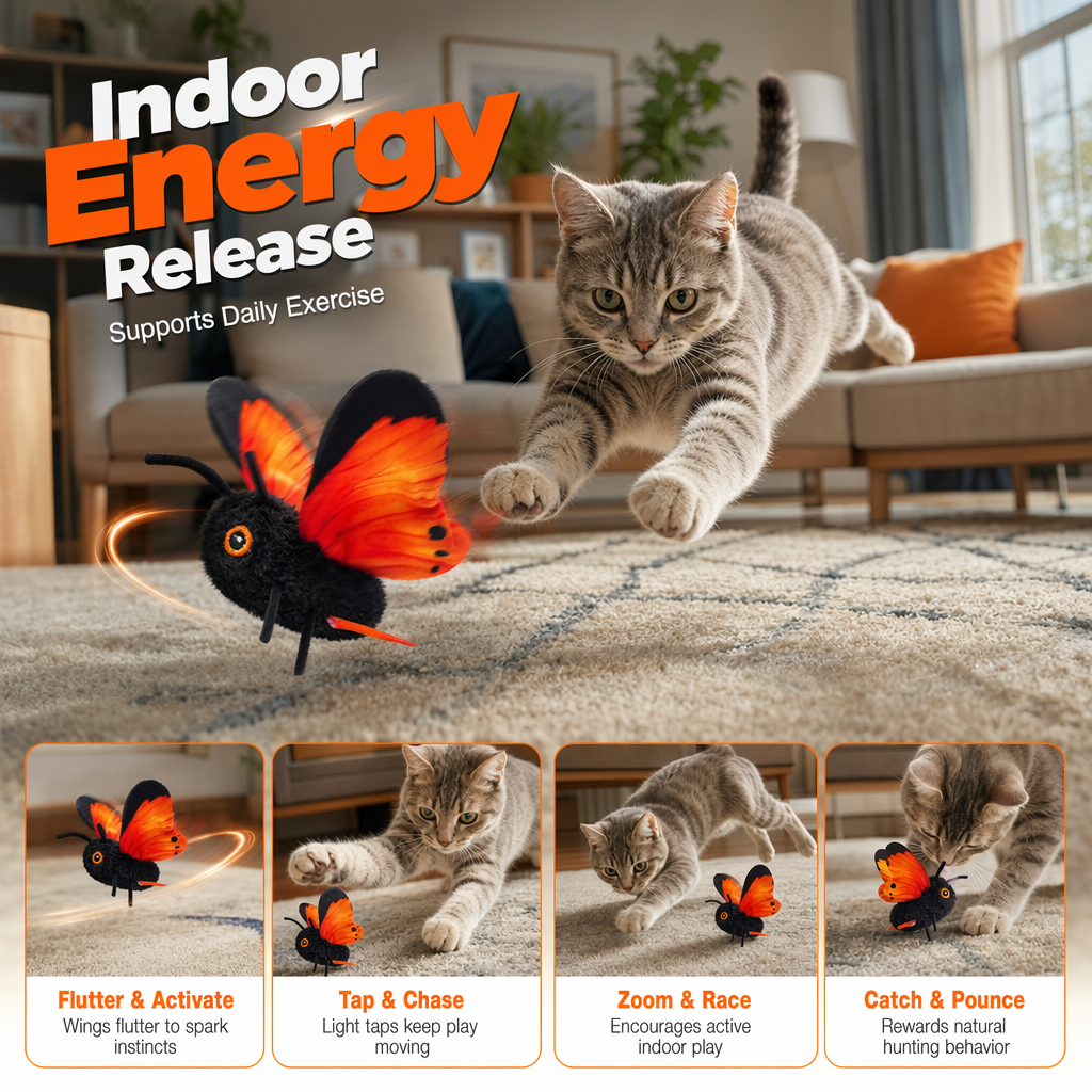 FlutterPaws – Interactive Butterfly Cat Toy