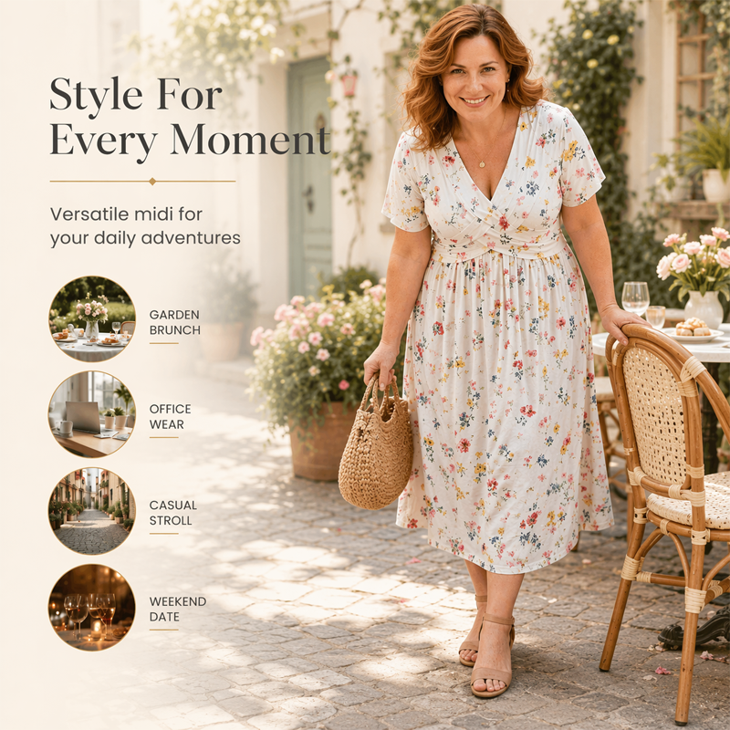 PetalGrace – Floral Twist-Waist Maxi Dress
