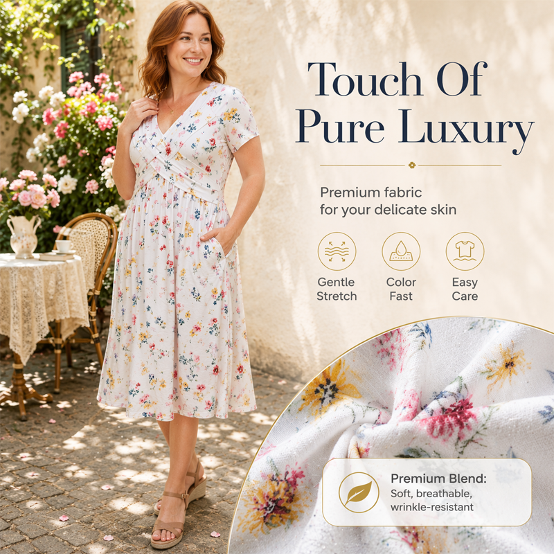 PetalGrace – Floral Twist-Waist Maxi Dress