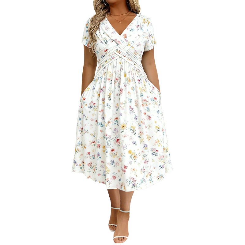 PetalGrace – Floral Twist-Waist Maxi Dress