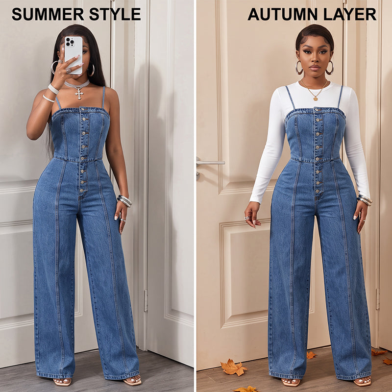 UrbanDenim – Women’s Wide-Leg Denim Jumpsuit