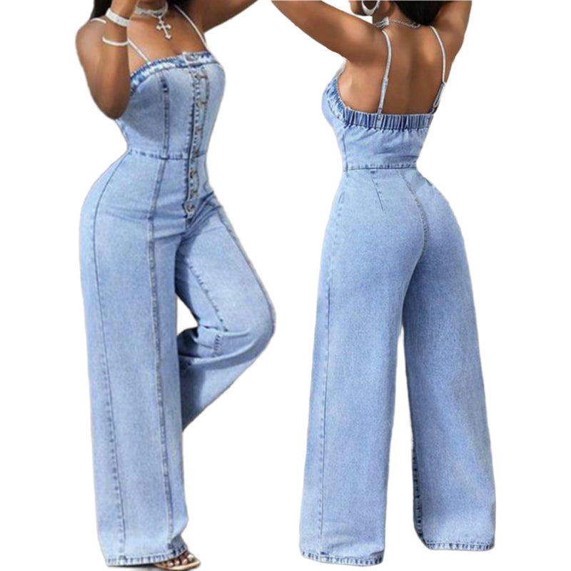 UrbanDenim – Women’s Wide-Leg Denim Jumpsuit