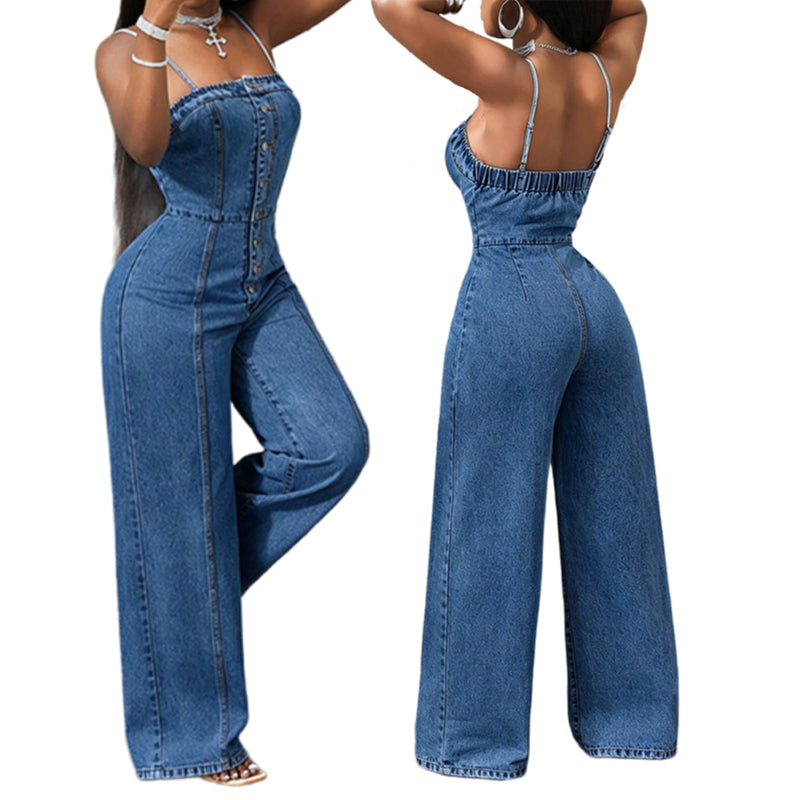 UrbanDenim – Women’s Wide-Leg Denim Jumpsuit