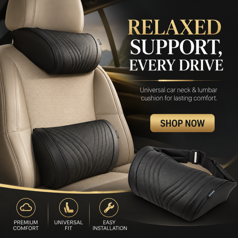 LuxeDrive – Ergonomic Car Headrest & Lumbar Cushion