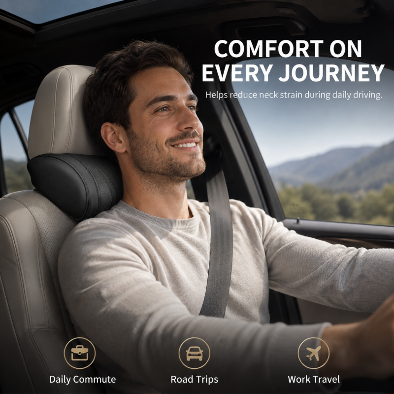 LuxeDrive – Ergonomic Car Headrest & Lumbar Cushion