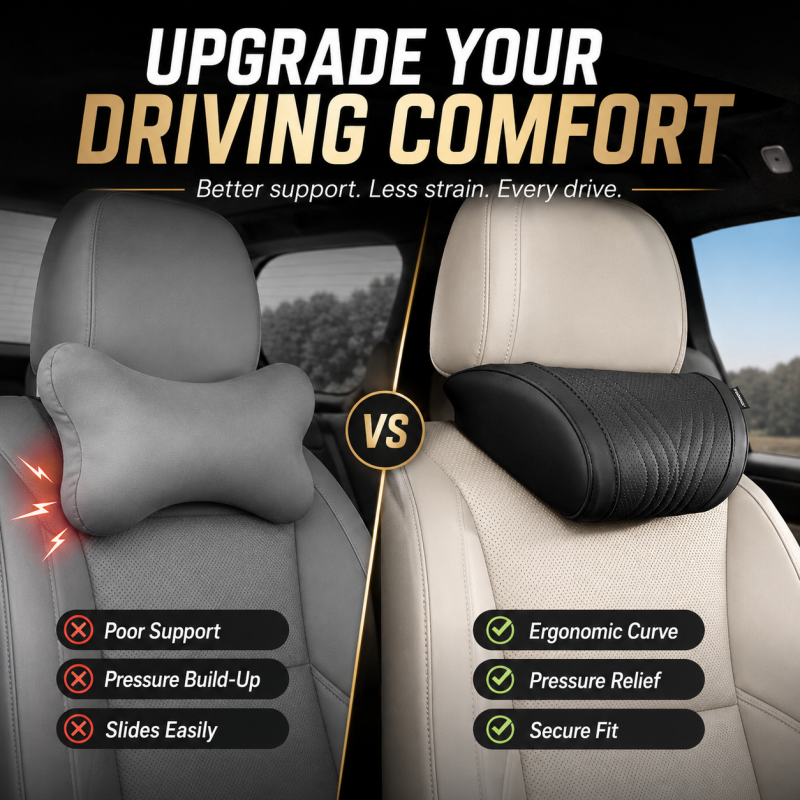 LuxeDrive – Ergonomic Car Headrest & Lumbar Cushion