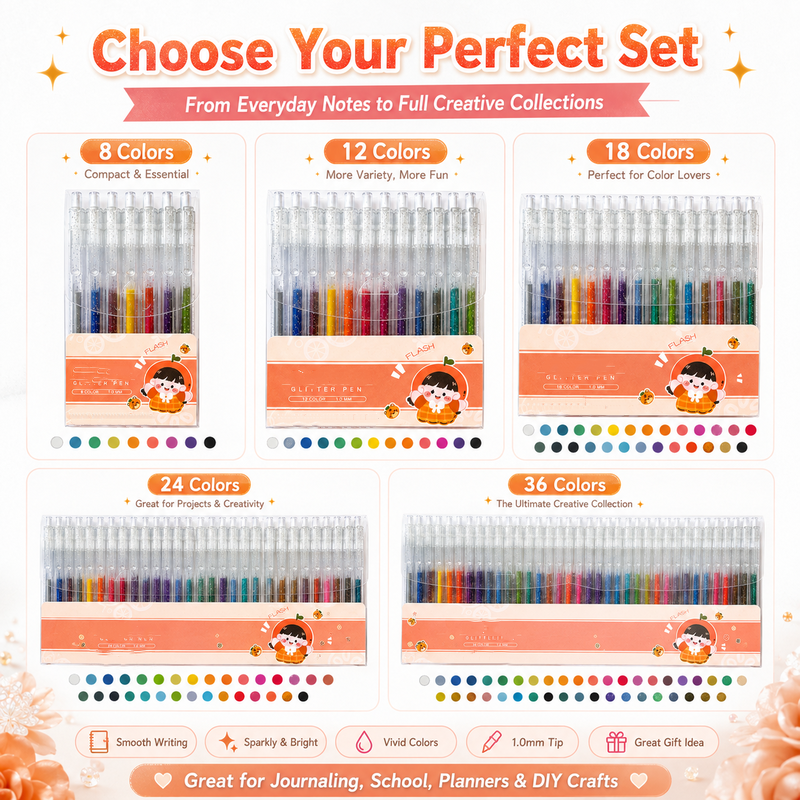 ShimmerWrite – Glitter Gel Pens for Journals & Crafts